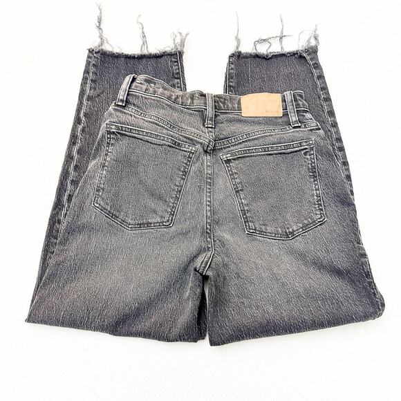 Madewell Balloon Charcoal Black Wash Frayed Hem Denim Stretch Jeans Size 23 - Picture 5 of 8
